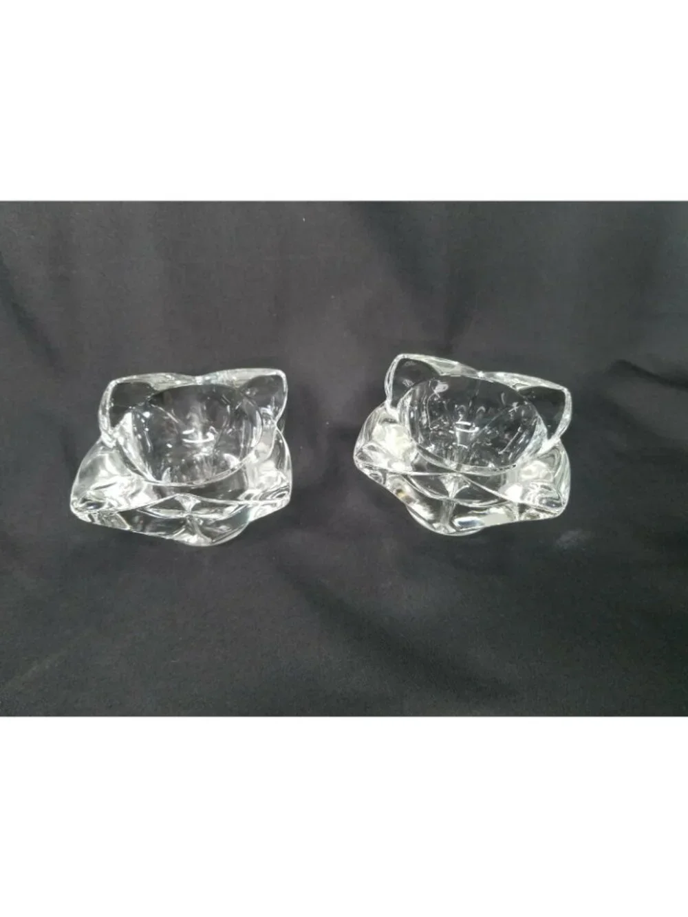 Vintage Pair of  Indiana Glass Co. Tulip Taper Candle Holders Petal Shaped